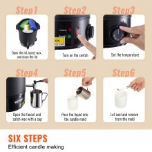 VEVOR Candle Making Kit Commercial Electric Wax Melter 6.5L, 1100W Wax Melter Candle Making Machine, DIY Candle Making Set Including Wicks, Candle Pouring Pot, Spoon