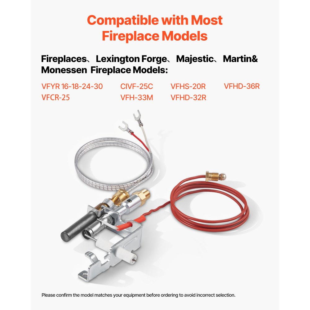 VEVOR Gas Pilot Assembly, OE 14D0477, LPG8404, SRV14D0477 Fireplace Gas Pilot Assembly Kit, LPG Ignition Replacement, Compatible with Lexington Forge, Majestic, Martin, Monessen Models