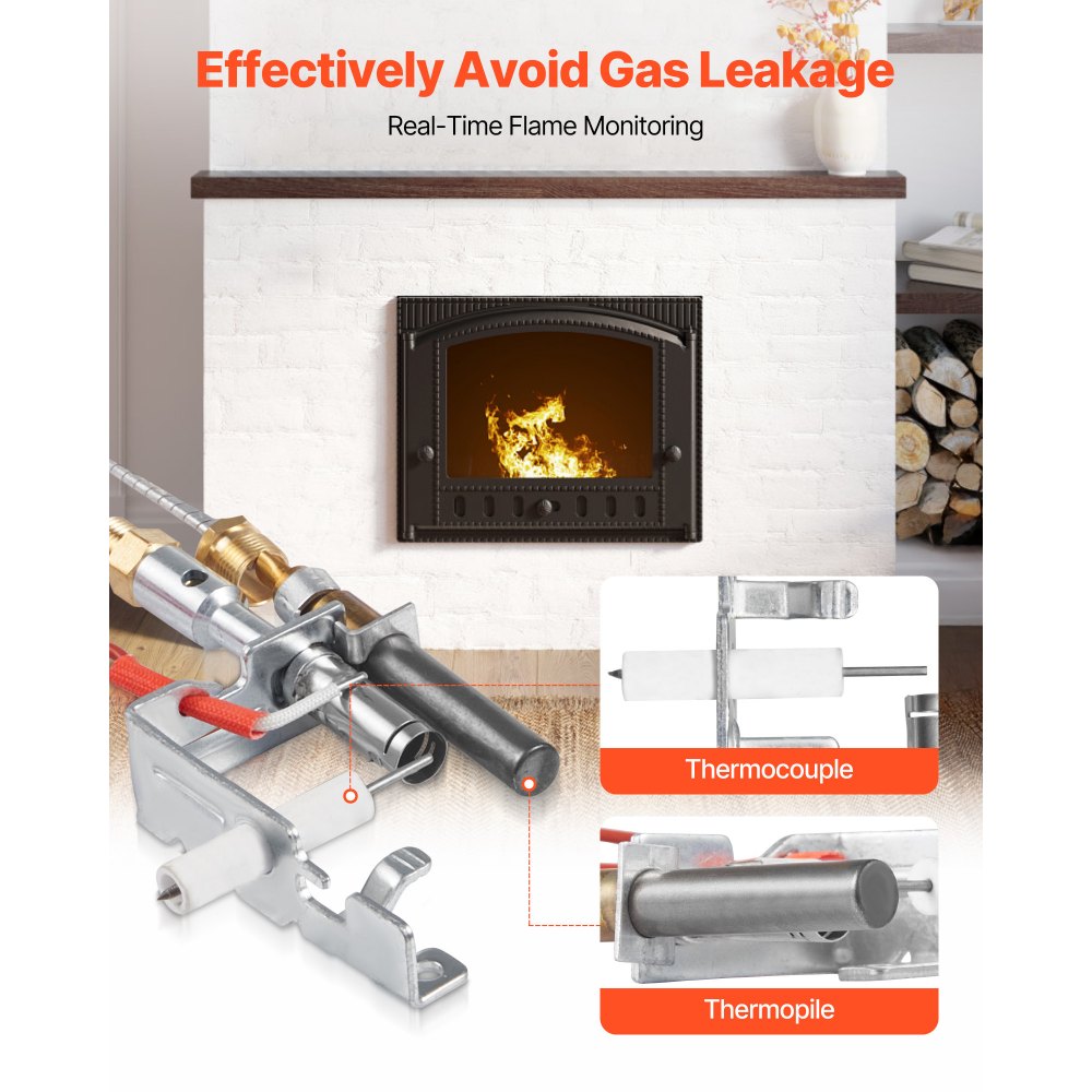 VEVOR aardgaswaakvlambrander, OE 14D0477, LPG8404, SRV14D0477 haardgasontstekerset, vervangende LPG-ontsteking, compatibel met Lexington Forge, Majestic, Martin en Monessen-modellen