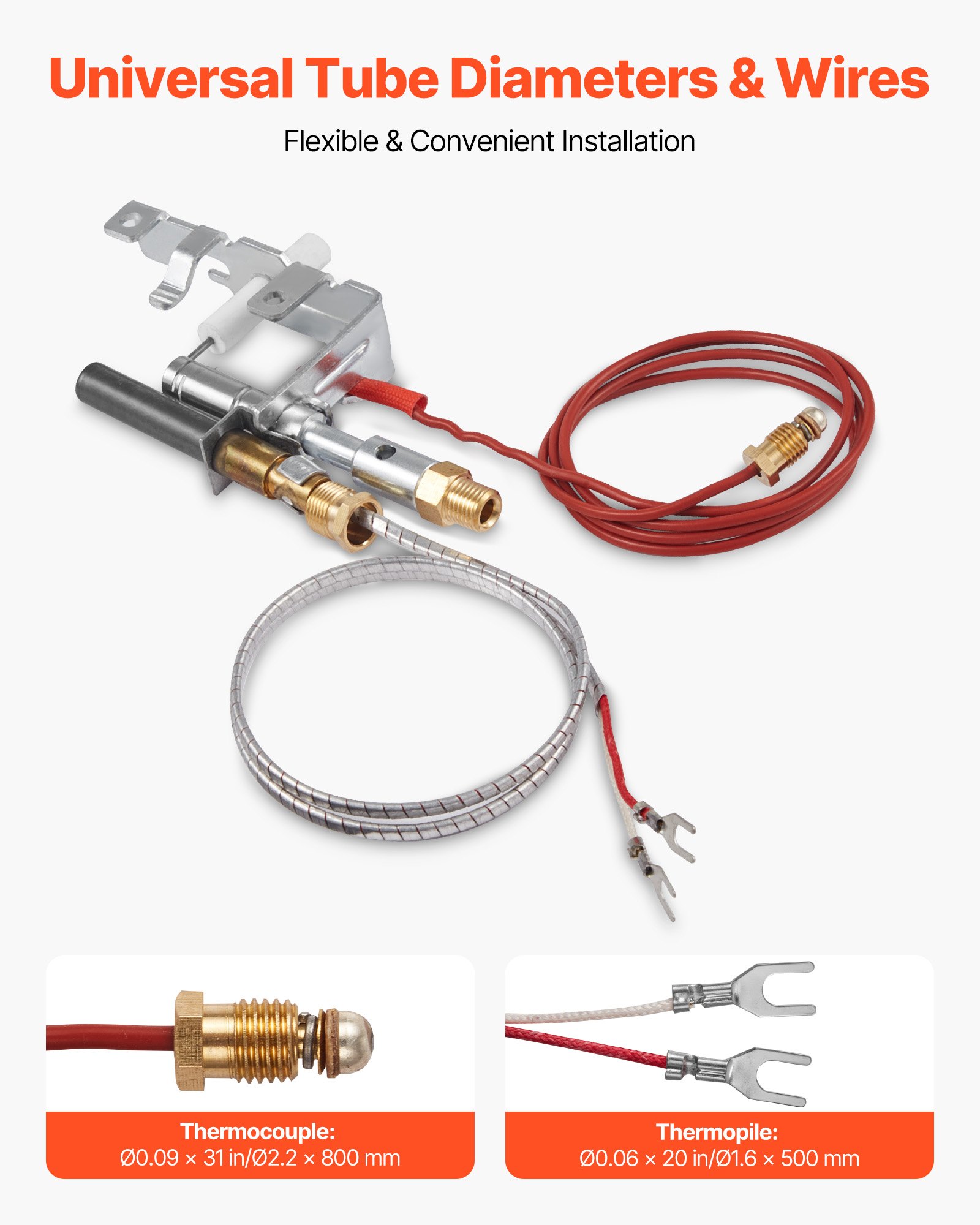 VEVOR aardgaswaakvlambrander, OE 14D0477, LPG8404, SRV14D0477 haardgasontstekerset, vervangende LPG-ontsteking, compatibel met Lexington Forge, Majestic, Martin en Monessen-modellen
