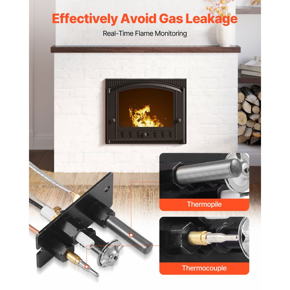 VEVOR waakvlambrander, OE 10002265, 10002264, SRV10002264 gasontstekingsvlamvervanging voor aardgas- en LPG-ontsteking, past op Majestic, Vermont Castings, Temco, Dutchwest, Monessen en Century