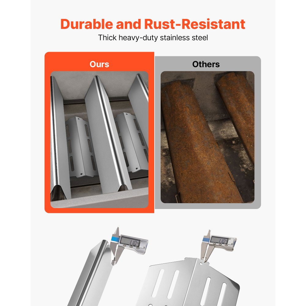 VEVOR 5 Flavorizer Bars + 2 Verwarmingsplaten, Flavor Rails Vlamverdeler voor Grills (Weber Genesis 300 Serie), Inclusief E310 E320 E330 S310 S320 S330, Dikkere Verwarmingsplaat van Roestvrij Staal