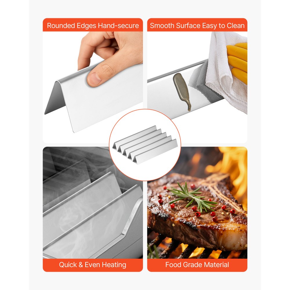 VEVOR 5 Flavorizer Bars + 2 Verwarmingsplaten, Flavor Rails Vlamverdeler voor Grills (Weber Genesis 300 Serie), Inclusief E310 E320 E330 S310 S320 S330, Dikkere Verwarmingsplaat van Roestvrij Staal