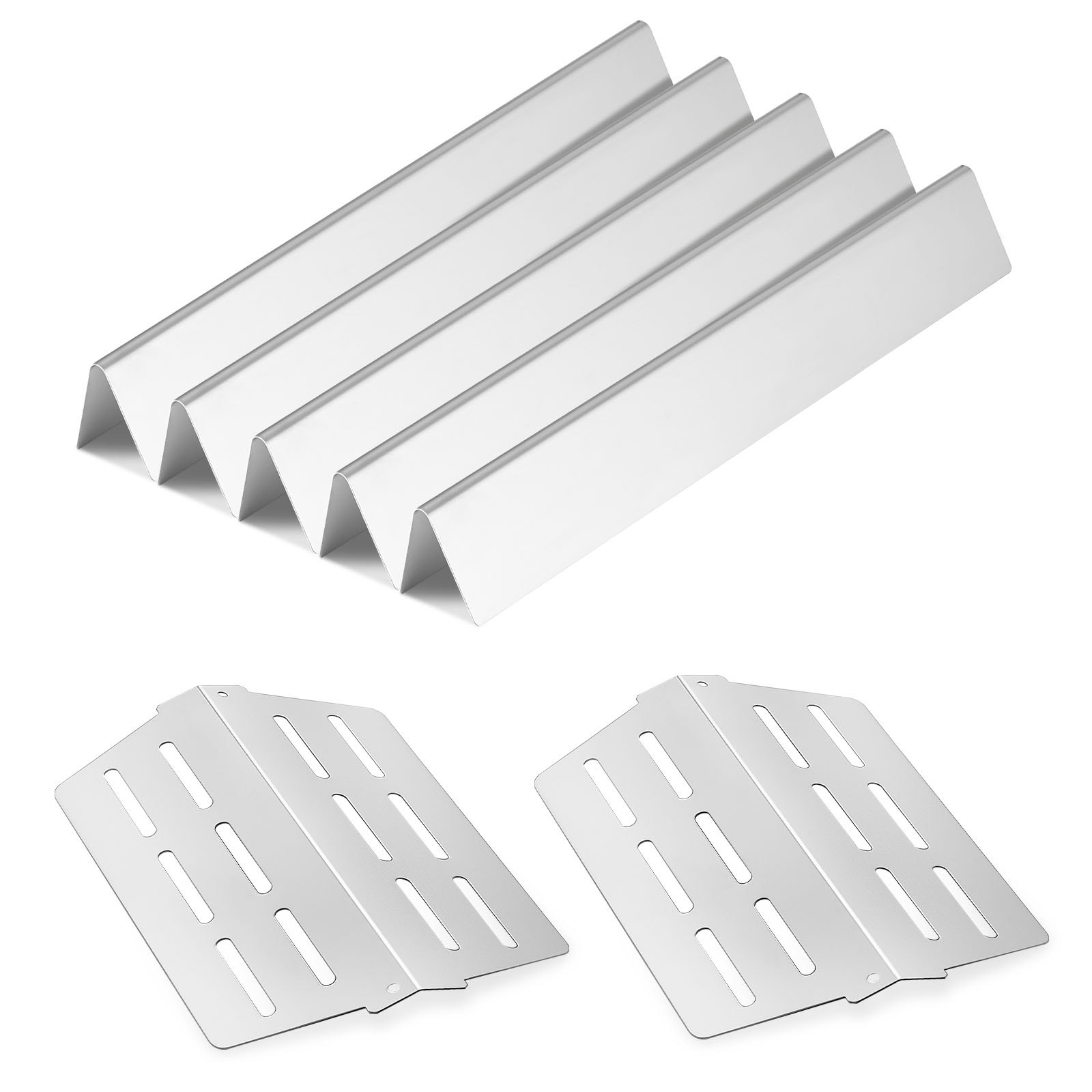 VEVOR 5 Flavorizer Bars + 2 Verwarmingsplaten, Flavor Rails Vlamverdeler voor Grills (Weber Genesis 300 Serie), Inclusief E310 E320 E330 S310 S320 S330, Dikkere Verwarmingsplaat van Roestvrij Staal