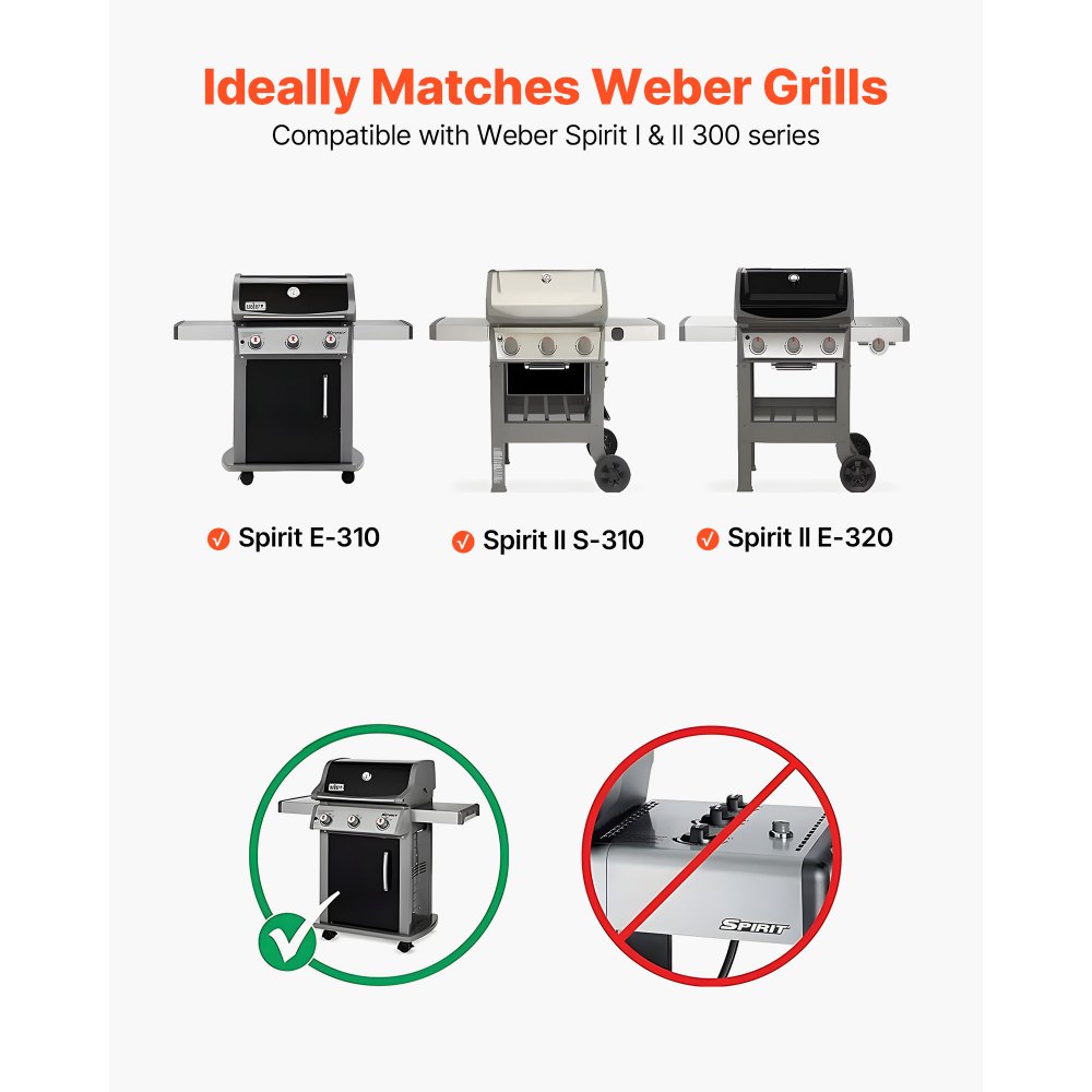VEVOR 5 Flavorizer Bars Vlamverdeler (geëmailleerd porselein) voor grills (Weber Spirit I & II 300-serie), inclusief Spirit E-310, ll S-310, ll E-320, hitteschild zwart