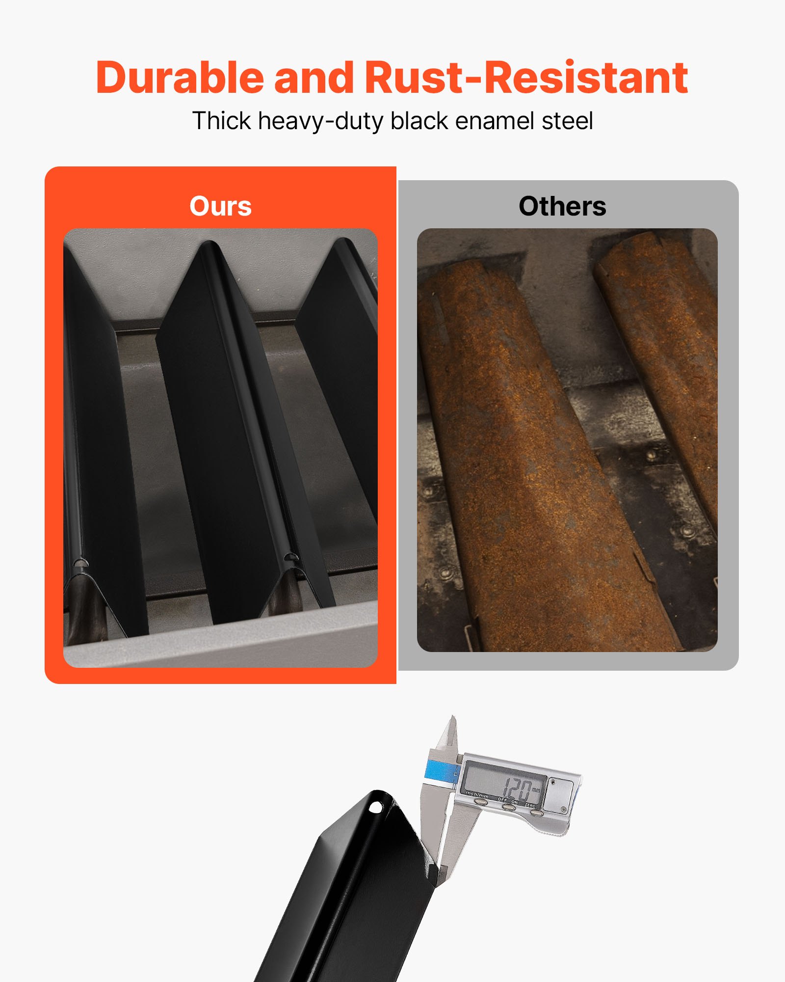 VEVOR 5 Flavorizer Bars Vlamverdeler (geëmailleerd porselein) voor grills (Weber Spirit I & II 300-serie), inclusief Spirit E-310, ll S-310, ll E-320, hitteschild zwart