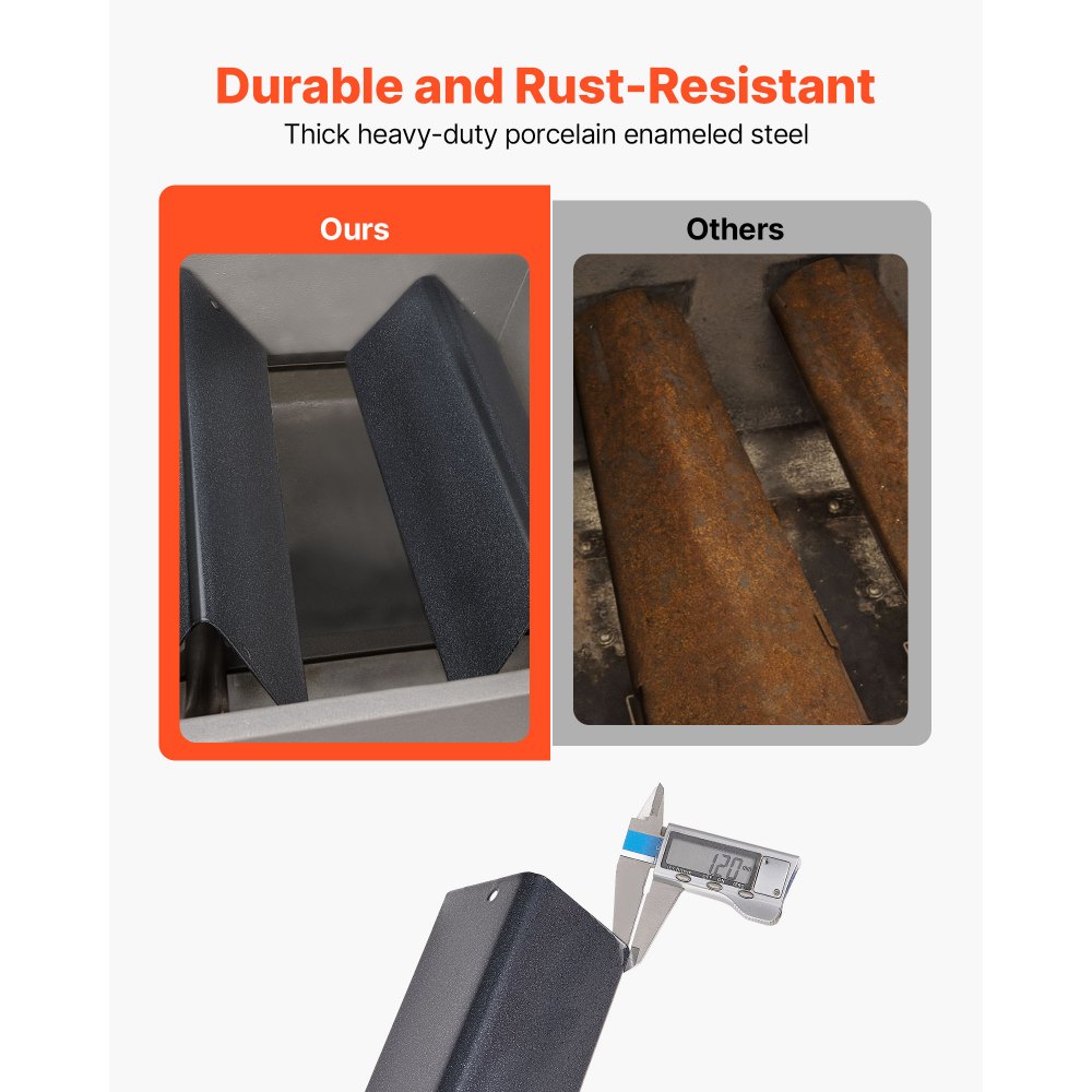 VEVOR Flavorizer Bars, 39cm Grill Replacement Part, for Weber Spirit I & II 200 Series Grills, Including Spirit ll E-210, ll E-220, ll S-210, E-210, S-210, Porcelain-enameled Steel Heat Plate, 3 Pack