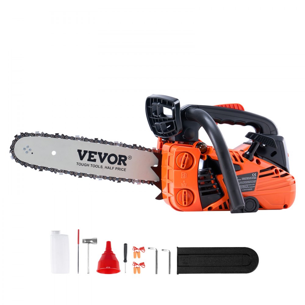 VEVOR 25.4CC 12" Gasoline Chainsaw Powered Wood Cutting Engine Gas Chain Saw