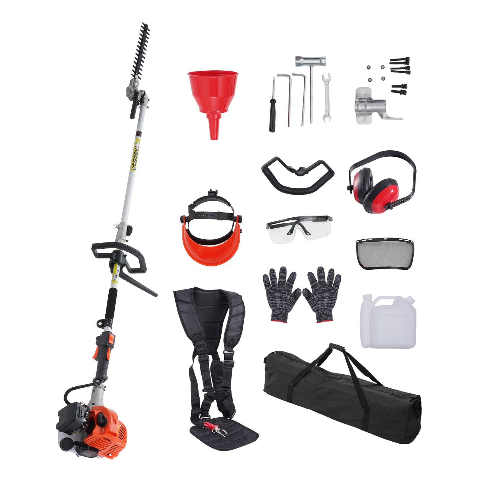 VEVOR 15.7-inch 26CC 2 Cycle Gas Hedge Trimmer, Gas Powered Pole Hedge Trimmer with Dual Sided Dual Action Blade, 270° Adjustable Trimmer Head, Suitable for Trimming Shrubs, Bushes