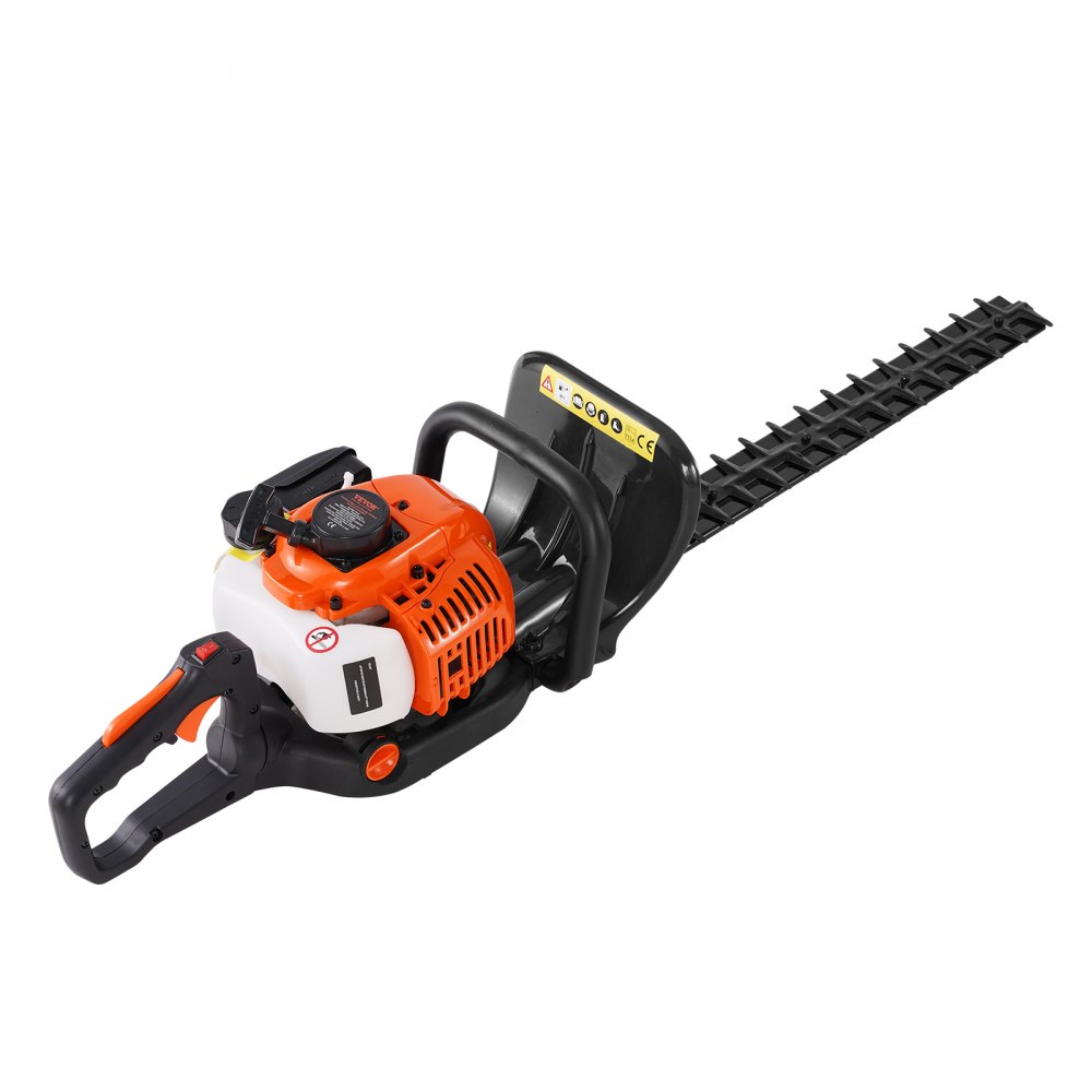 VEVOR 23,2 inch 26 CC 2-takt benzine heggenschaar, benzine-aangedreven handheggenschaar met dubbelzijdig dubbelwerkend mes, 180° verstelbare trimkop, geschikt voor het snoeien van struiken en lage struiken