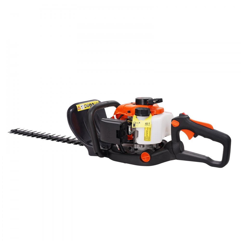 VEVOR 23,2 inch 26 CC 2-takt benzine heggenschaar, benzine-aangedreven handheggenschaar met dubbelzijdig dubbelwerkend mes, 180° verstelbare trimkop, geschikt voor het snoeien van struiken en lage struiken