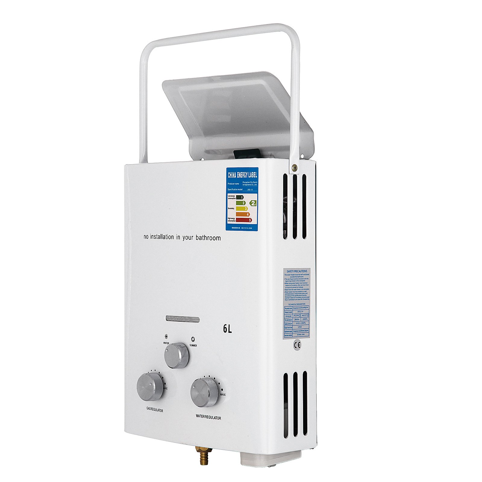 16KW draagbare 6L LPG-boiler zonder tank