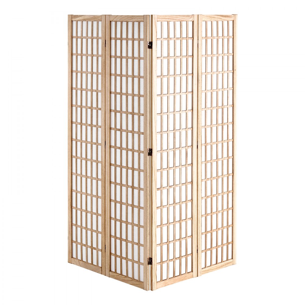 VEVOR 4-delige kamerschermset, Japans privacyscherm, opvouwbare scheidingswand, draagbaar decoratief scherm voor het afscheiden van ruimtes, geschikt voor kantoor, restaurant, slaapkamer (Natuurlijk)