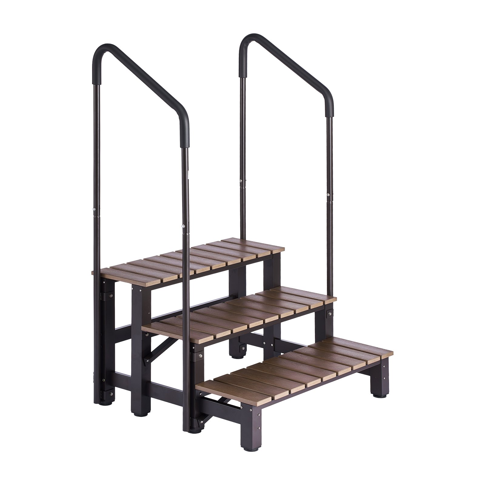VEVOR Hot Tub Trap met leuningen, 3 treden, 82 cm breed, geschikt voor bovengrondse/opblaasbare zwembaden, campers, terrassen en veranda's, antislip stalen treden met HIPS-frame