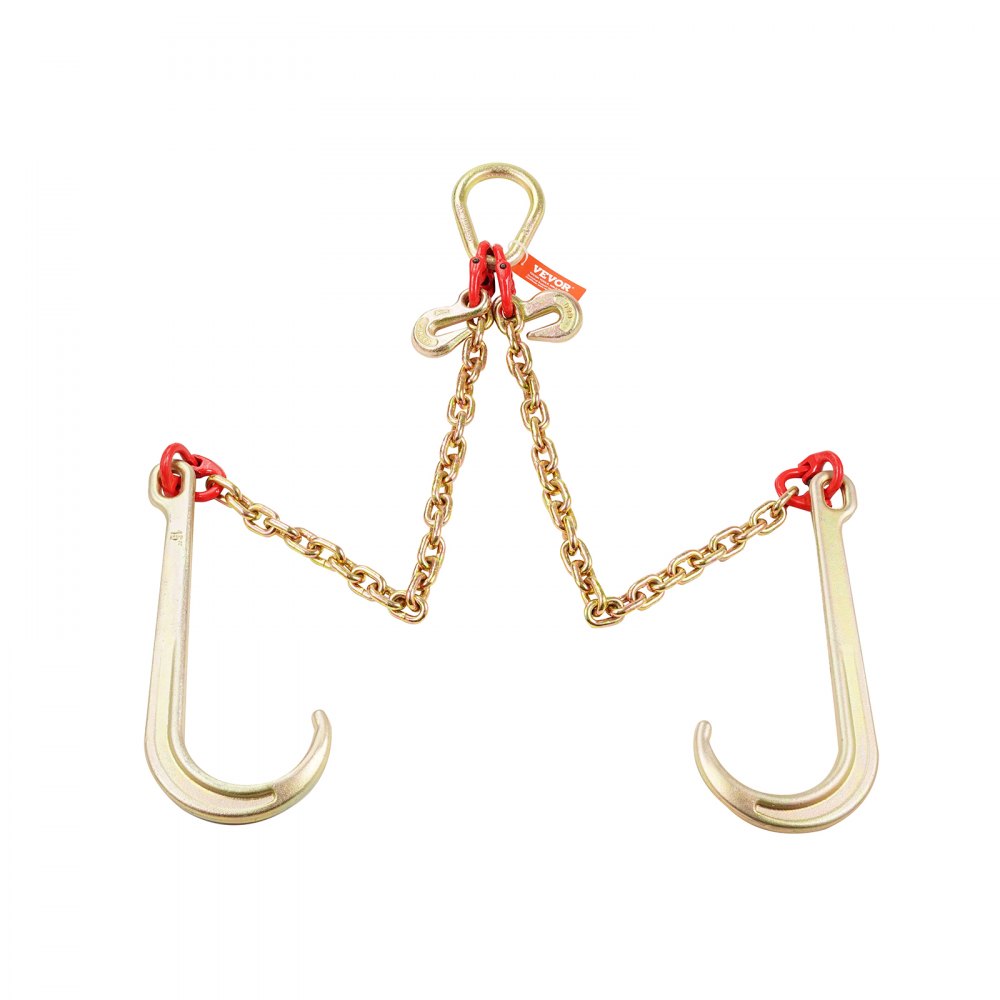 VEVOR G80 V-snaarketting, 5/16 inch x 2 voet sleepketting met 15 inch J-haak en grijphaak, zware transportsleepketting met een veilige werklast van 10.800 lbs voor het bergen van platte vrachtwagens