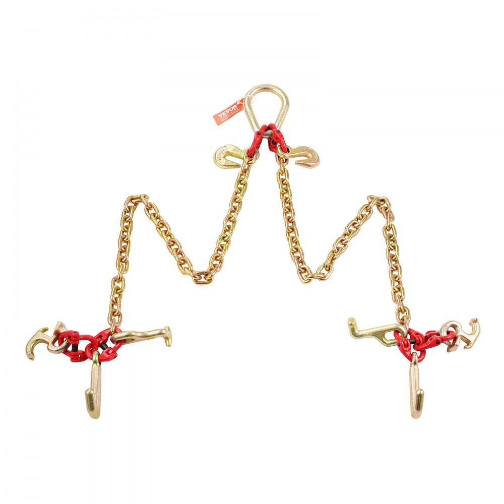 VEVOR G80 V-snaarketting, 5/16 inch x 3 voet sleepketting met R-haak, T-haak, J-haak en grijphaak, transportsleepketting met een veilige werklast van 10.800 lbs voor het bergen van platte vrachtwagens