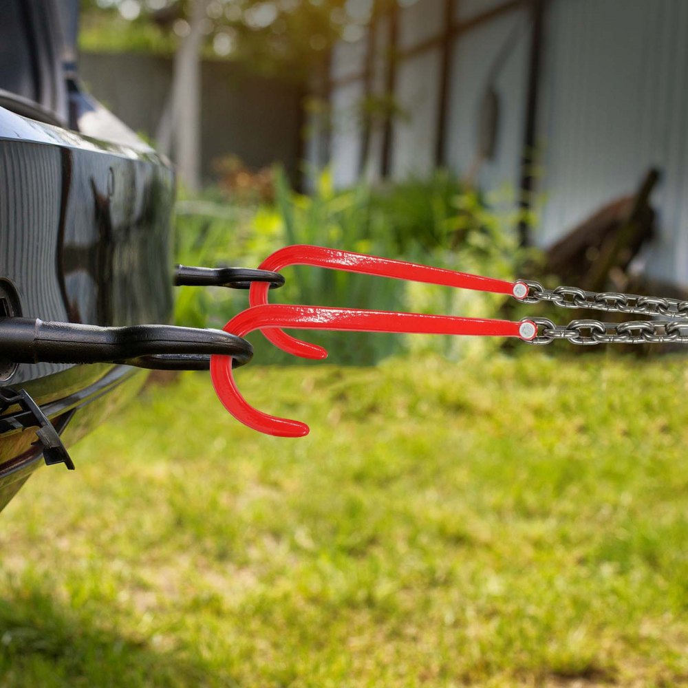 VEVOR G80 V-snaarketting, 3/8 inch x 3 voet sleepketting met 15 inch J-haak en grijphaak, zware transportsleepketting met een veilige werklast van 7800 lbs voor het bergen van opleggers