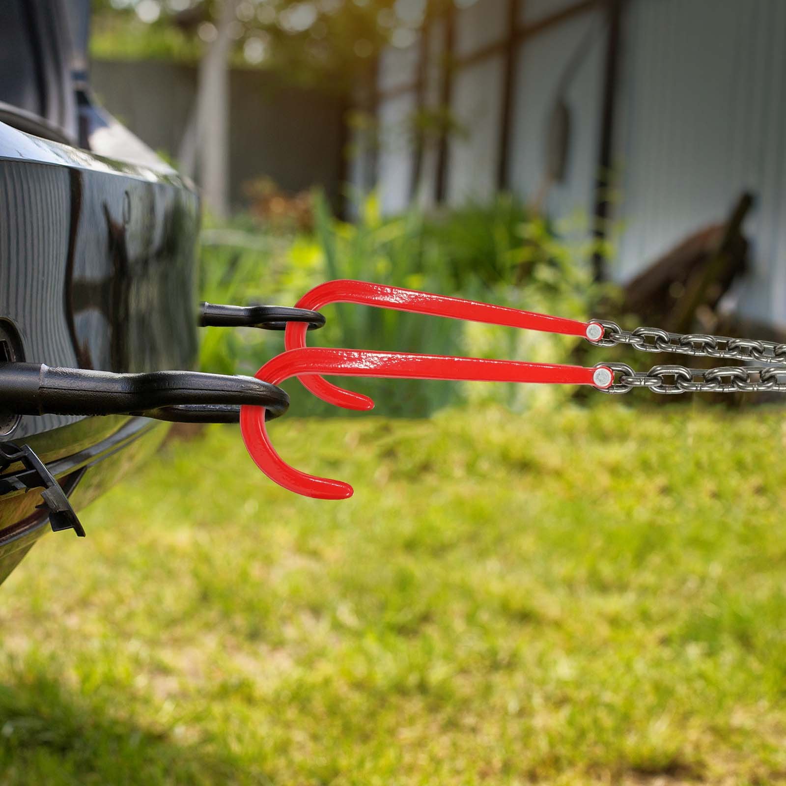 VEVOR G80 V-snaarketting, 3/8 inch x 3 voet sleepketting met 15 inch J-haak en grijphaak, zware transportsleepketting met een veilige werklast van 7800 lbs voor het bergen van opleggers