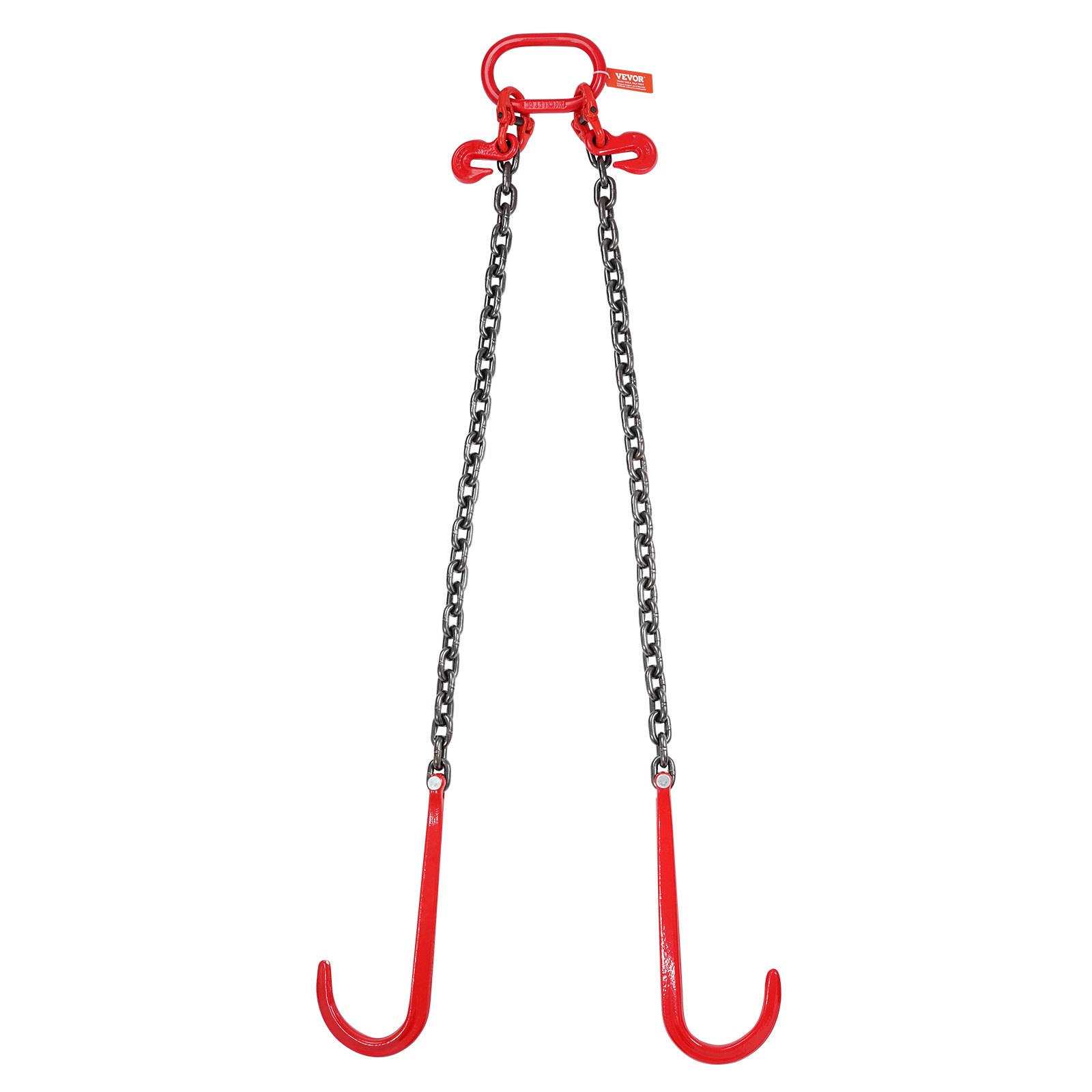 VEVOR G80 V-snaarketting, 3/8 inch x 3 voet sleepketting met 15 inch J-haak en grijphaak, zware transportsleepketting met een veilige werklast van 7800 lbs voor het bergen van opleggers