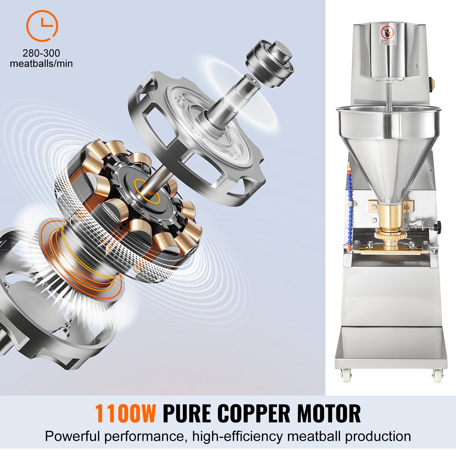 VEVOR Elektrische gehaktballenmaker 1,1 kW, gehaktballenvormmachine, gehaktballenmaker, 18/20/22/26/30/32 mm vleesvormmachine, voor vis, rundvlees, varkensvlees, groenteballen etc.