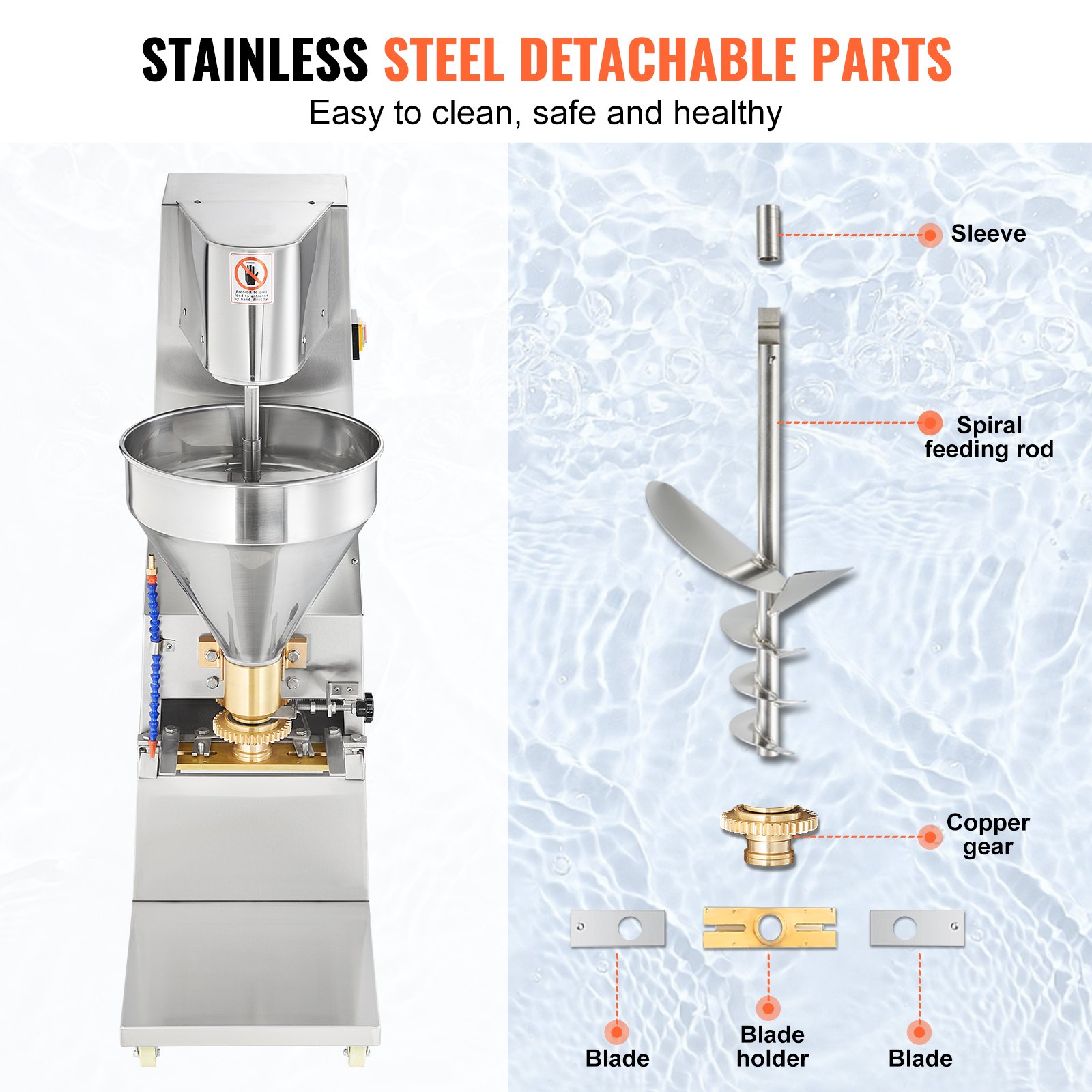 VEVOR Elektrische gehaktballenmaker 1,1 kW, gehaktballenvormmachine, gehaktballenmaker, 18/20/22/26/30/32 mm vleesvormmachine, voor vis, rundvlees, varkensvlees, groenteballen etc.