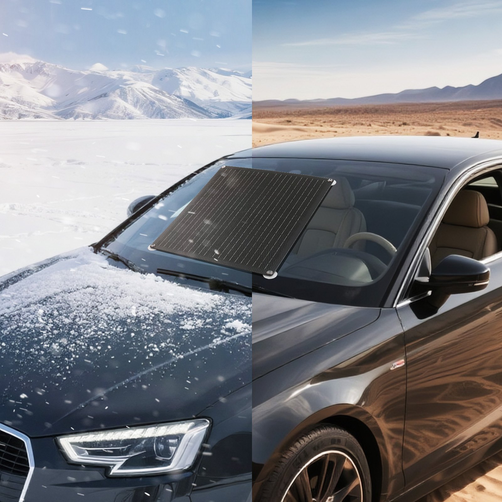 VEVOR 30W 12V zonnepaneel acculader, monokristallijn zonnepaneelset met ingebouwde slimme controller en 3 verbindingskabels, draagbaar voor camper, auto, motorfiets, boot, busje en camper