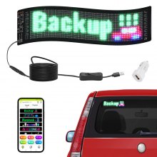 VEVOR Programmeerbaar LED-bord, P5 Full Color LED-scrollpaneel, doe-het-zelf-displaybord met aangepast tekstanimatiepatroon, Bluetooth-app-bediening, berichtenwinkelbord 38x10cm