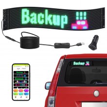 VEVOR Programmeerbaar LED-bord, P6 Full Color LED-scrollpaneel, doe-het-zelf-displaybord met aangepast tekstanimatiepatroon, Bluetooth-app-bediening, berichtenwinkelbord 68x12cm