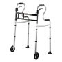 VEVOR Folding Walker on Wheels, 3-in-1 Stand-Assist Folding Walkers with Adjustable Height and Width, Lightweight Aluminum | Front Wheeled Mobility Aid for Elderly Handicapped Disabled, Up to 350LBS