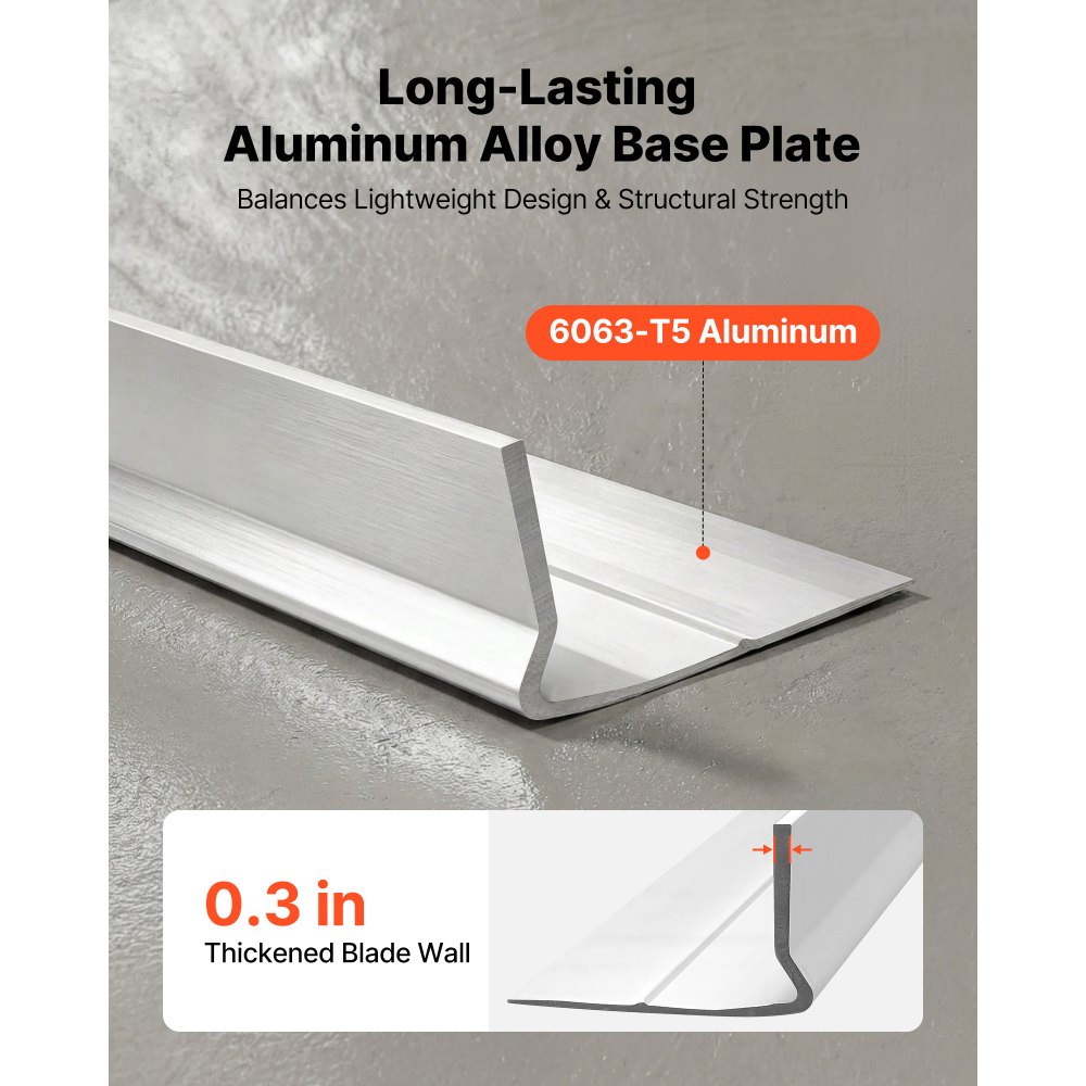 VEVOR 3048mm afstrijkspatel van aluminiumlegering, betonafstrijker, 134mm breed voor een groot oppervlak, vervangingsonderdeel voor betonvibratoren, nivelleergereedschap voor het afstrijken en egaliseren in de wegenbouw en vloernivellering.
