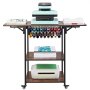VEVOR Heat Press Table, 3 Tier Movable Heat Press Stand, Foldable Heat Transfer Machine Stand with Wheels and Vinyl Roll Holder, Rolling Metal Workbench for Sublimation Transfer Machine, Brown