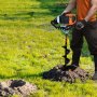 VEVOR 52CC 1450W benzine grondboor met 6-inch en 10-inch kernboren en 3 verlengstangen, paalhekgatenboor voor landbouwgrond, tuinplanten, oranje + zwart