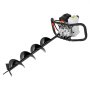 VEVOR 52CC 1450W benzine grondboor met 6-inch en 10-inch kernboren en 3 verlengstangen, paalhekgatenboor voor landbouwgrond, tuinplanten, oranje + zwart