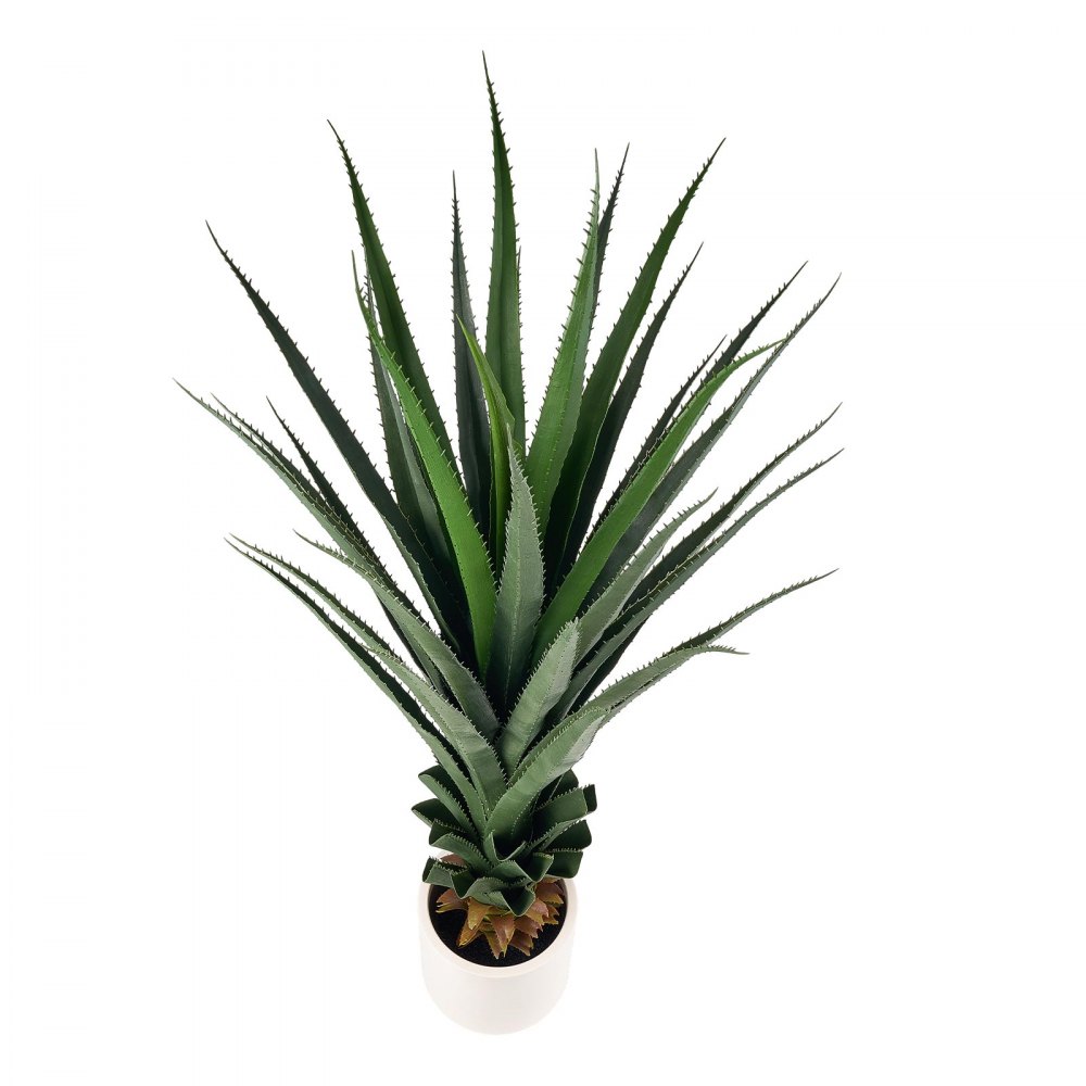 VEVOR Kunstmatige Agave 1219 mm hoog, kunstmatige agaveplant met witte pot, nep-vetplant voor decoratie in huis, kantoor, tuin, winkel, gemaakt van HDPE-materiaal, met UV-bescherming, gemakkelijk te verzorgen, groen