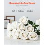 VEVOR Artificial Flowers, 120 pcs Real Looking White Foam Fake Roses Bulk, White Faux Bridal Shower with Stems for DIY Wedding Bouquets, Home Centerpieces Arrangements, Party Tables Decorations