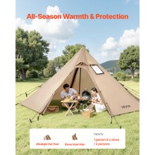 VEVOR Tipi Tent Kampeertent met Kachelaansluiting Tipi voor 2 Personen Hot Tent