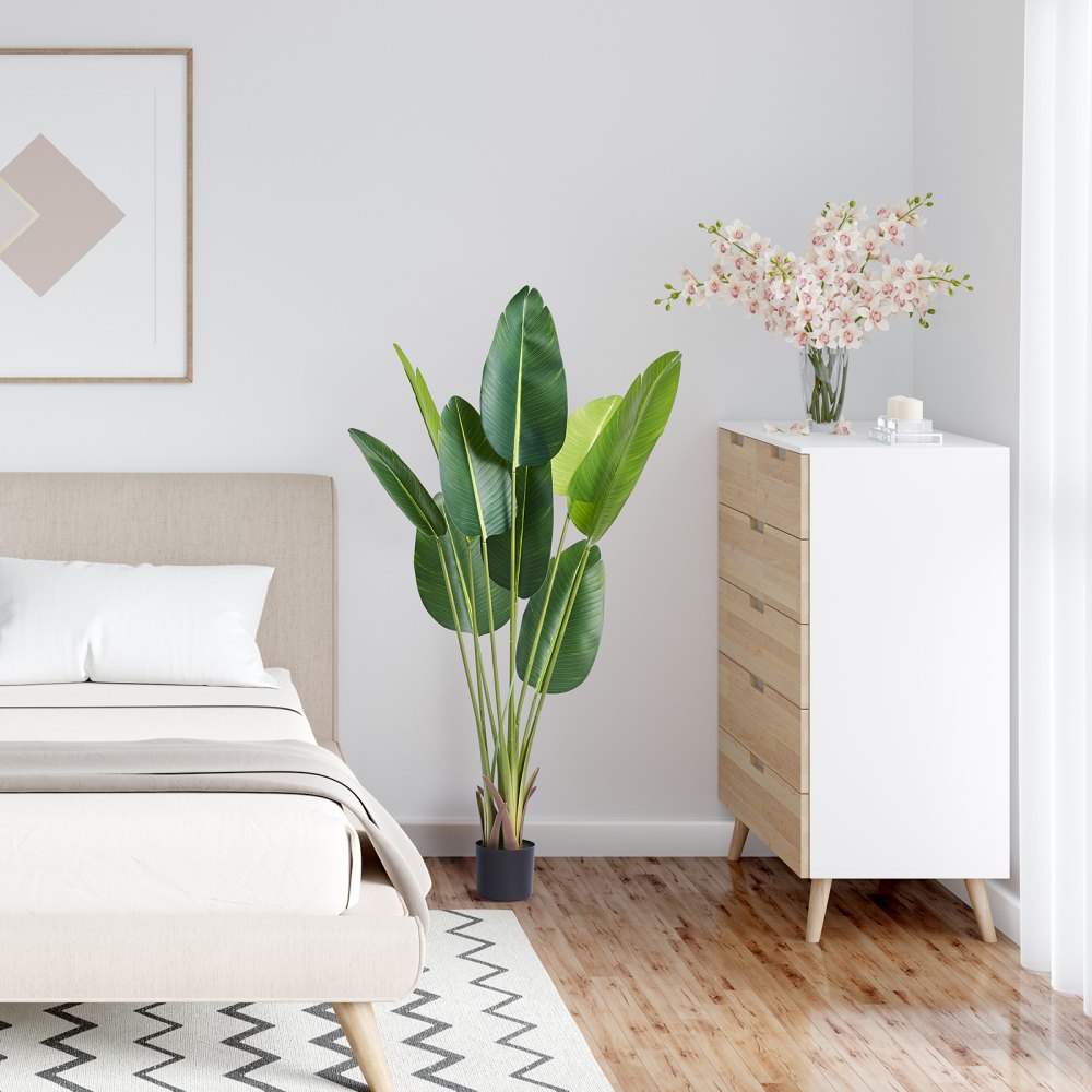 VEVOR Kunstmatige Paradijsvogel 700x700x1524mm Kunstplant PE Kunstplanten Kunststof Planten in Pot Kunstbloem Geurloos Waterdicht Ideale Decoratie voor Slaapkamer Studeerkamer Woonkamer