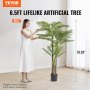 VEVOR Artificial Gold Cane Palm Tree, 2m Tall Faux Plant, PE Material & Anti-Tip Tilt Protection Low-Maintenance Plant, Lifelike Green Fake Tree for Home Office Warehouse Decor Indoor Outdoor