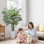 VEVOR Kunst Areca Palmboom, 1,8 m Kunstmatige Tropische Palmplanten met Witte Hoge Plantenbak, Kunstzijden Plant in Pot, Nepboom voor Veranda's, Woonkamers, Patio's, Huis, Kantoor