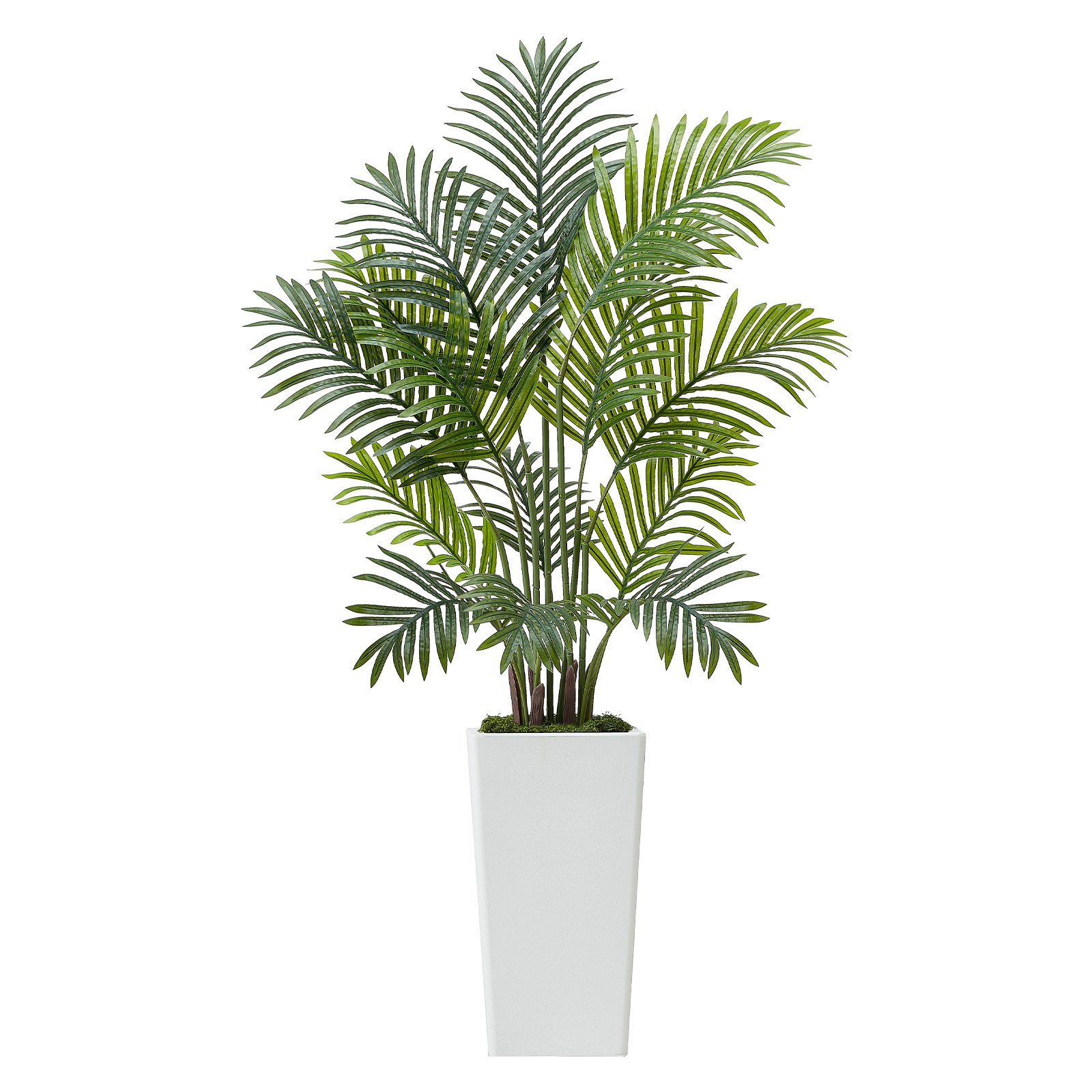 VEVOR Kunst Areca Palmbomen, 1,2 m, 2-pack Kunstpalmen, Tropische Planten met Witte Plantenbak, Kunstzijden Plant in Pot, Nepboom voor Veranda's, Woonkamers, Patio's, Huis, Kantoor
