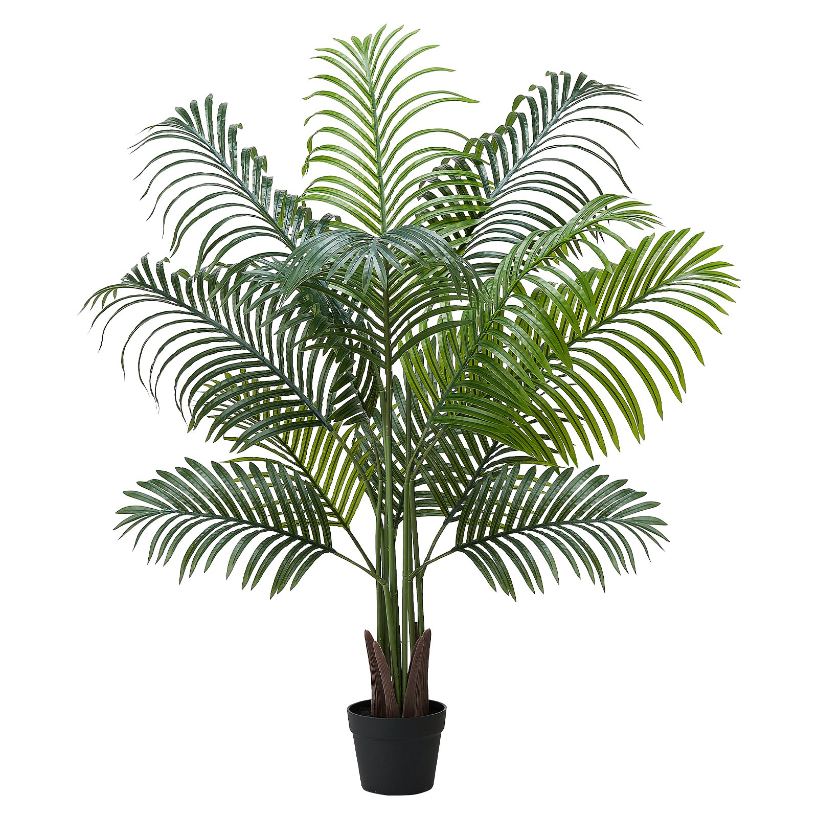 VEVOR Kunstmatige Areca Palmboom, 1,5 m kunstmatige tropische palmplanten met witte plantenbak, kunstzijden plant in pot, nepboom voor veranda's, woonkamers, patio's, huizen en kantoren