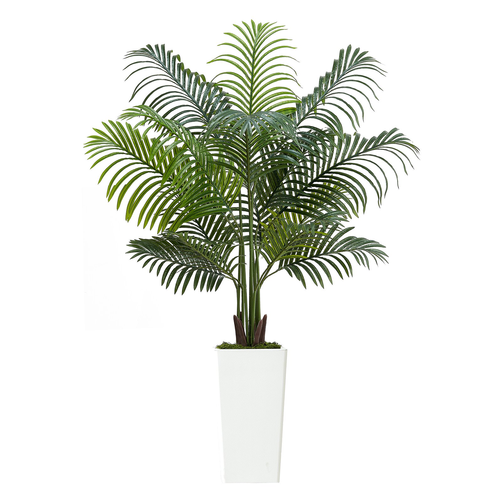 VEVOR Kunstmatige Areca Palmboom, 1,5 m kunstmatige tropische palmplanten met witte plantenbak, kunstzijden plant in pot, nepboom voor veranda's, woonkamers, patio's, huizen en kantoren