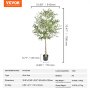 VEVOR Artificial Olive Tree, 1.8 m Tall Faux Plant, Secure PE Material & Anti-Tip Tilt Protection Low-Maintenance Plant, Lifelike Green Fake Potted Tree for Home Office Warehouse Decor Indoor Outdoor