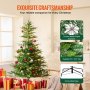 VEVOR Christmas Tree, 6.5ft Prelit Artificial Xmas Tree, Full Holiday Decor Tree with 350 Warm White LED Lights, 900 Branch Tips, Metal Base for Home Party Office Decoration