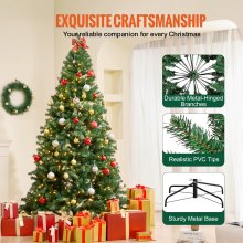 VEVOR Kerstboom 2,28m kunstkerstboom 550 LED's 1346 tips