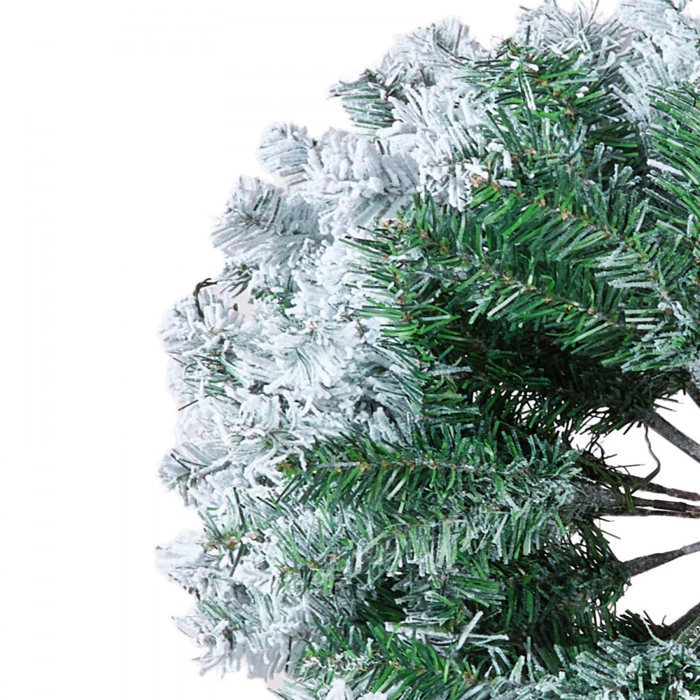 VEVOR Christmas Tree, 6.5ft Prelit Flocked Artificial Tree, Full Holiday Xmas Tree with 250 White LED Lights, 814 Branch Tips, Metal Base for Home Party Office Decoration