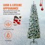 VEVOR Christmas Tree, 6.5ft Prelit Flocked Artificial Tree, Full Holiday Xmas Tree with 250 White LED Lights, 814 Branch Tips, Metal Base for Home Party Office Decoration