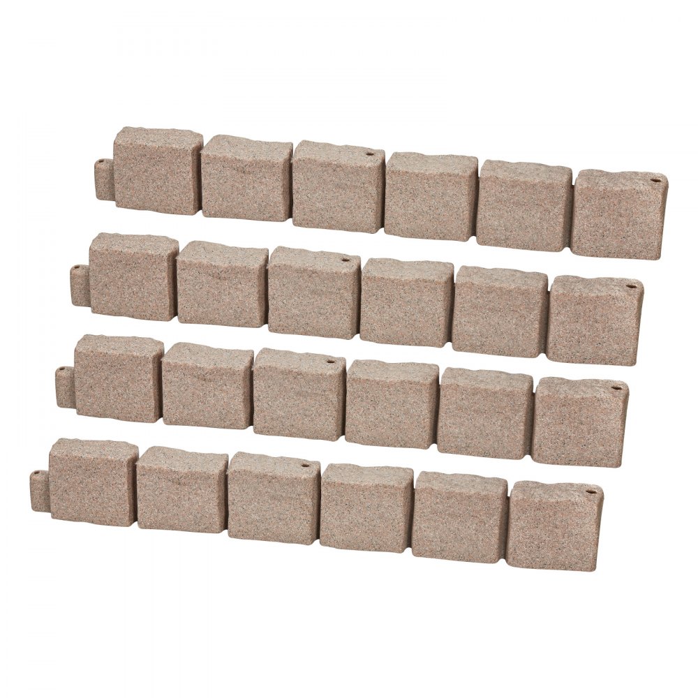 VEVOR Faux Stone Landscape Edging 46.8 x 3.9 in Realistic Lawn Edging, Flexible Brick-Sized Garden Edging Border with Anchoring Spikes, Fade-Resistant Yard Edging for Driveways Walkway Beige