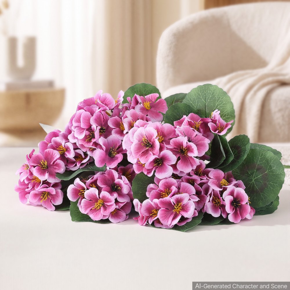 VEVOR Kunstbloemen Nepgeraniums met Stelen 24 Bossen Perzikroze, Kunstbloemenboeket als Decoratie voor Thuis, Kantoor, Bruiloft & Café, Gemaakt van Zijde en Plastic, Onderhoudsvrije Kunstplant