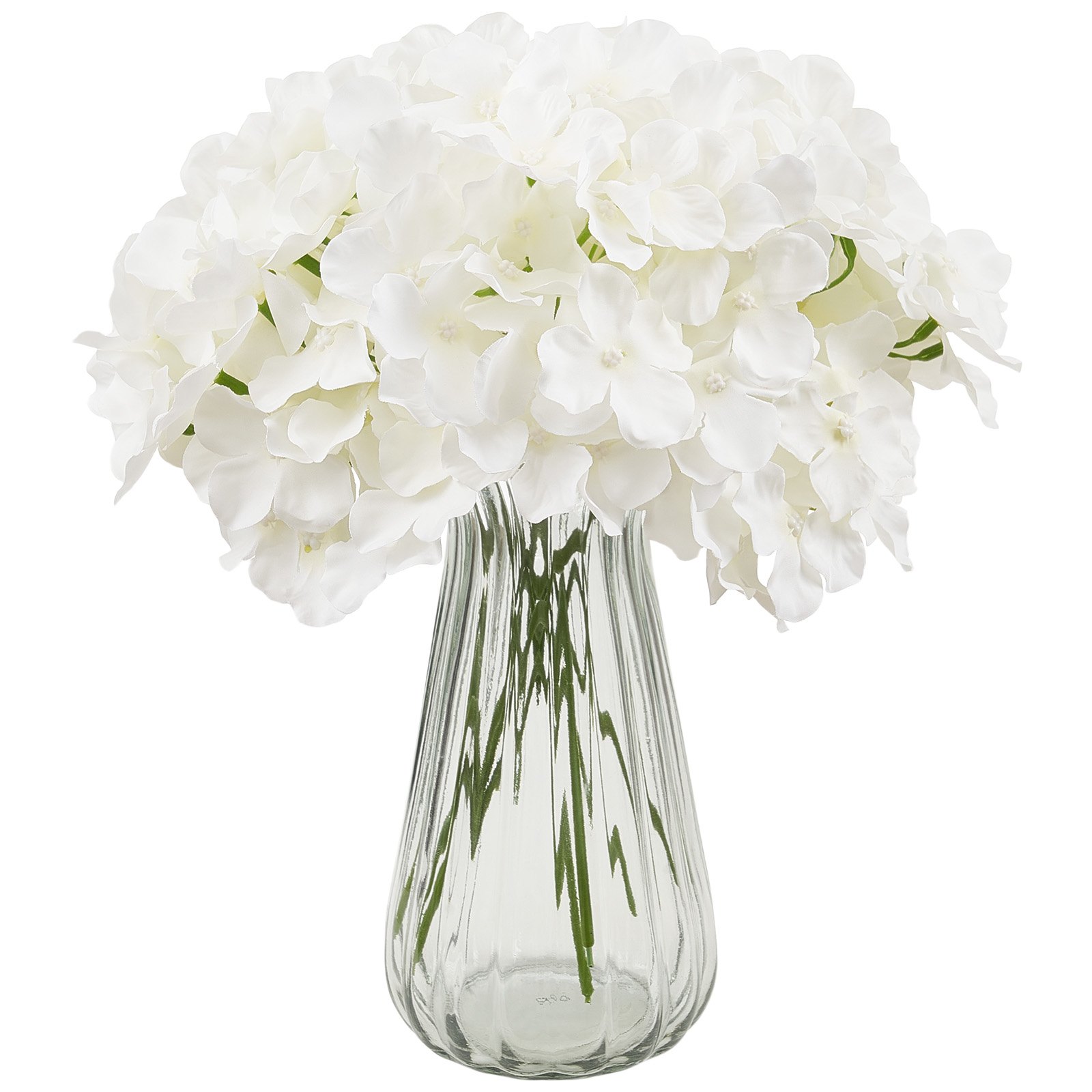 VEVOR Artificial Flowers, 305 pcs Real Looking White Silk Fake Hydrangea Bulk, White Faux Bridal Shower with Stems for DIY Wedding Bouquets, Home Centerpieces Arrangements, Party Tables Decorations